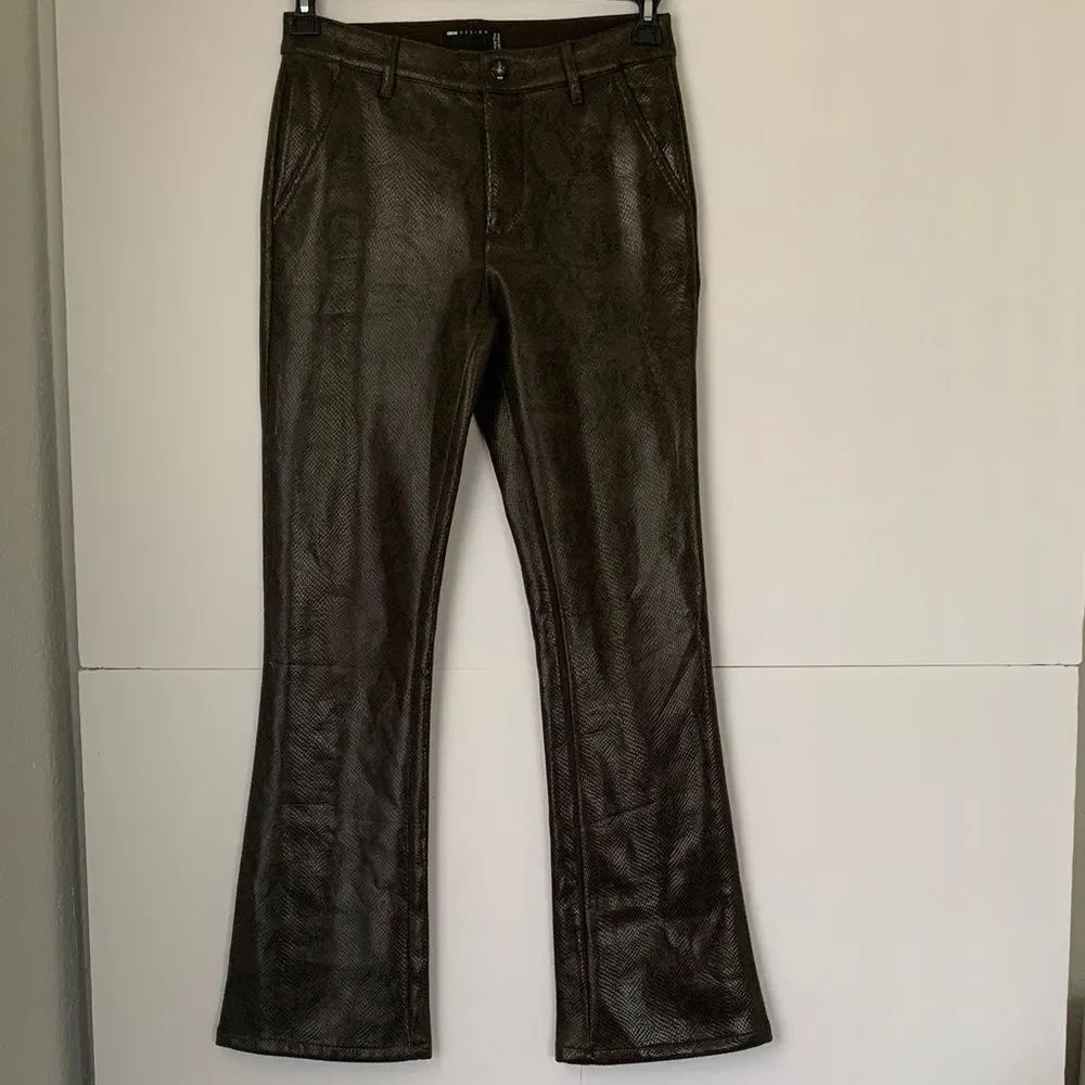 ASOS Design Women’s Faux Leather Snake Print Brown Flare Jeans Size 28/30